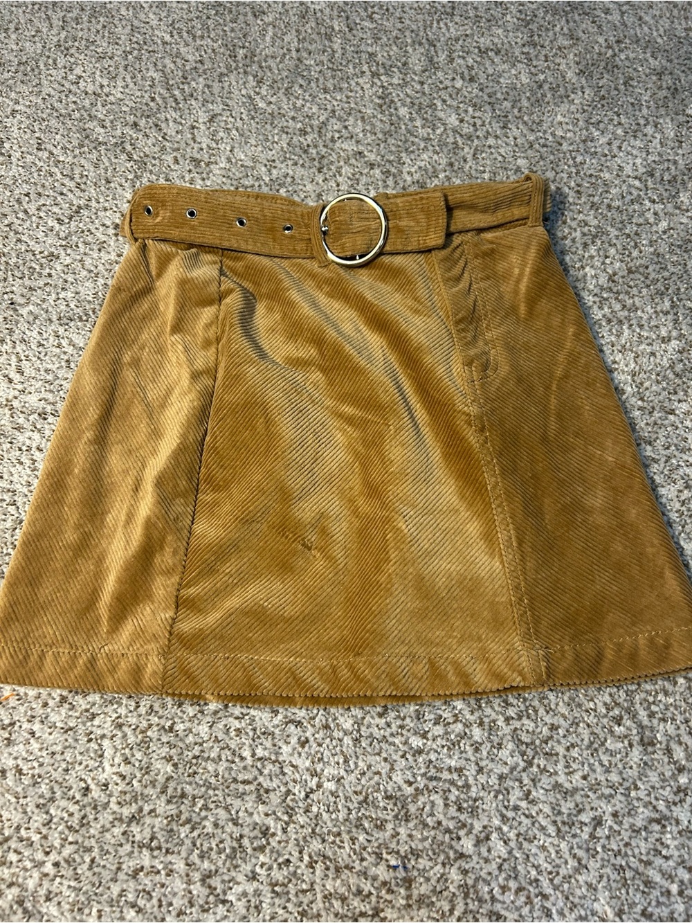 Love Tree Corduroy Belted Mini Skirt in Camel Brown